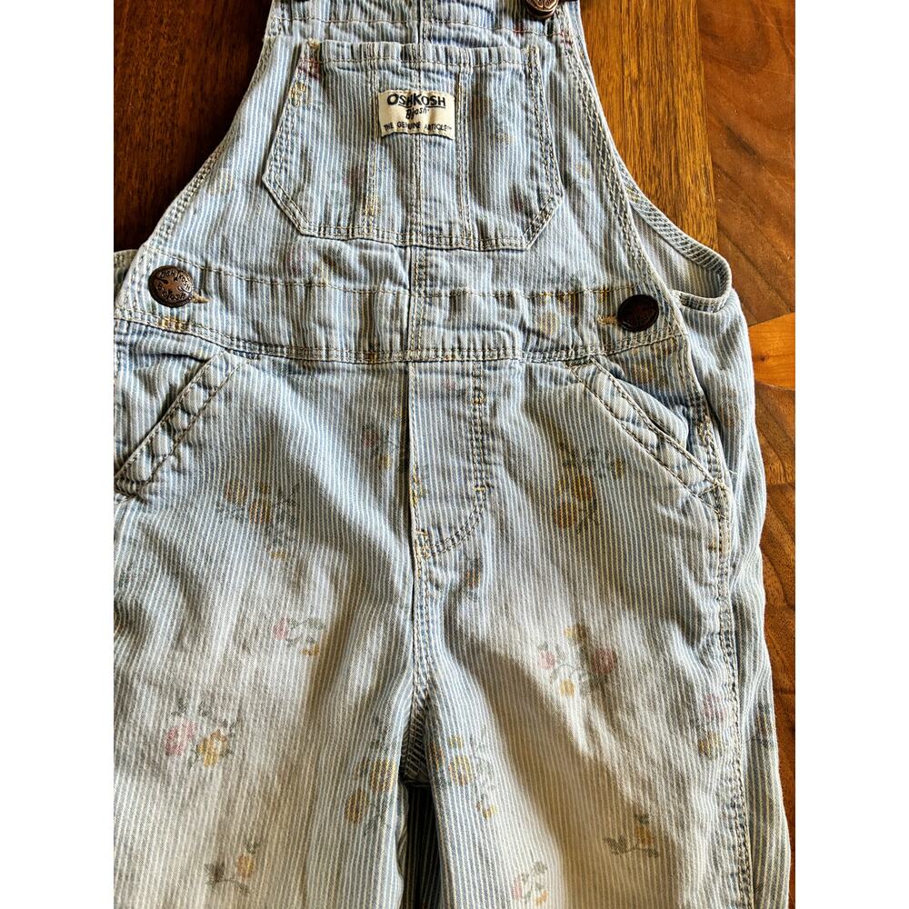 Vintage OshKosh B'Gosh toddler overalls striped floral‎ 2T - Picture 5 of 5